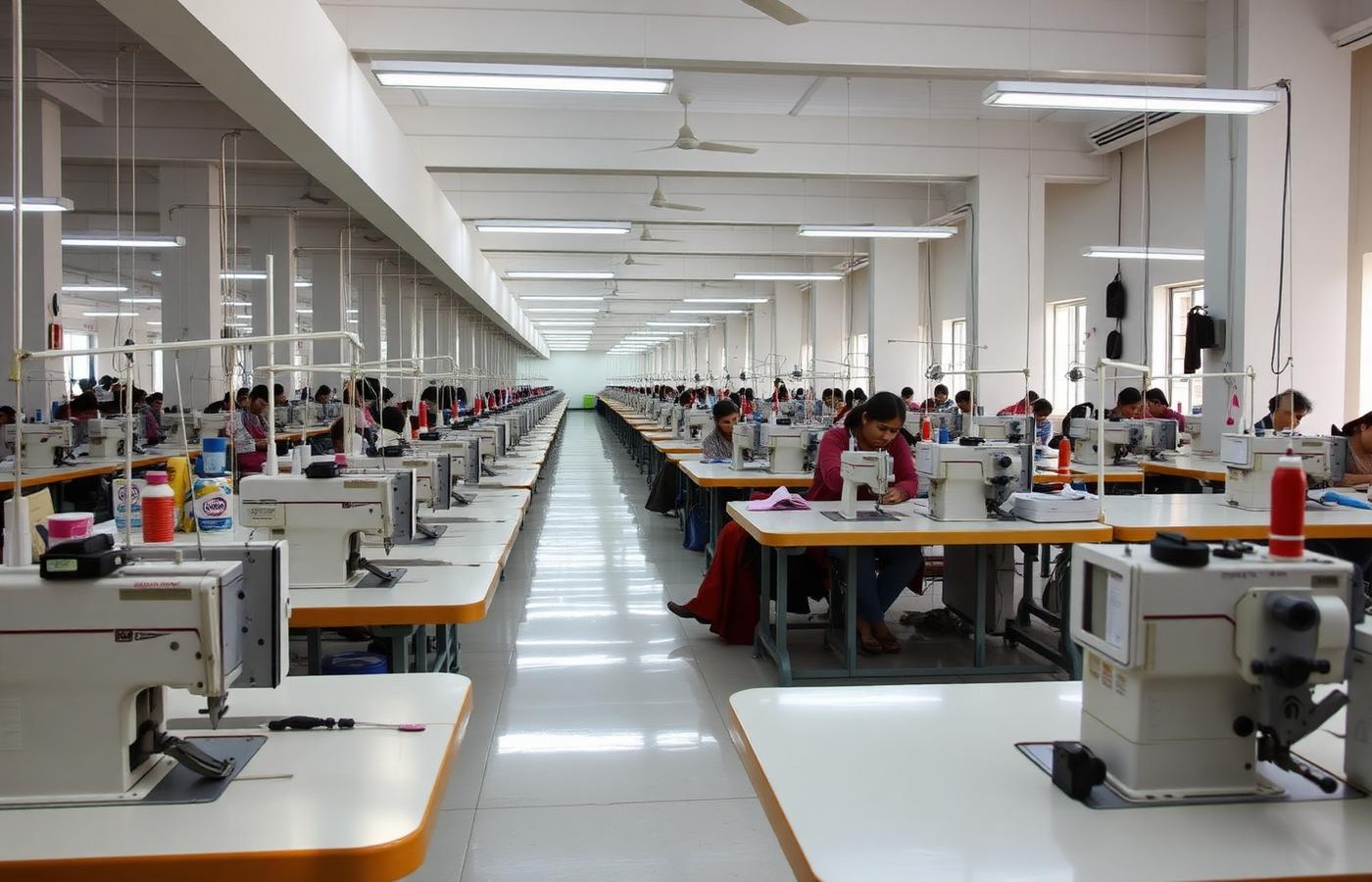 Sewing floor inside the Ruah Export production unit in Dhaka